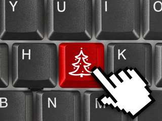 Wall Mural - Computer keyboard with Christmas tree key