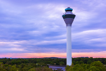 Flight control tower in Airport at Kuala Lumpur (Malaysia)