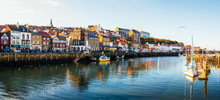 Scenic View Of Whitby City In Autumn Sunny Day