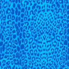 Wall Mural - Seamless blue leopard texture pattern.