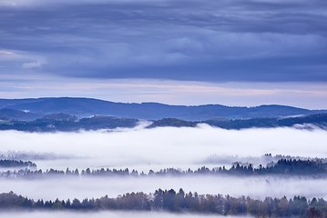 Hilly landscape with fog