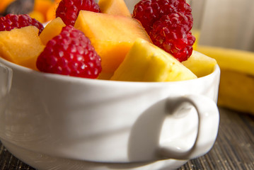 Wall Mural - healthy fresh fruit and orange juice breakfast