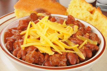 Canvas Print - Bowl of chili with cheese