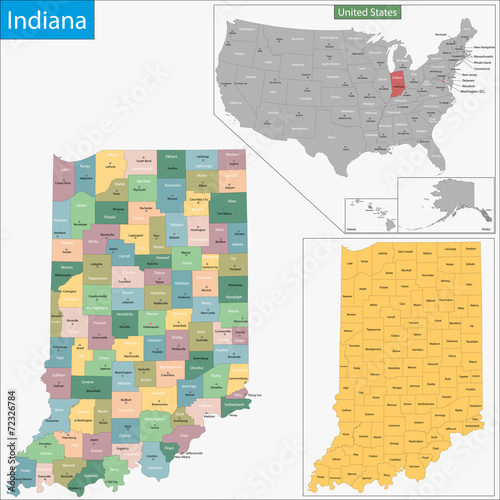 Obraz na płótnie Indiana map