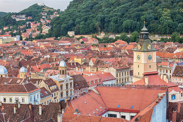 Wall Mural - Aerial view of Brasov, Romania.