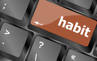 Poster - habit word on computer pc keyboard key