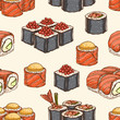 seamless background with sushi