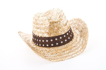 Summer beach straw hat isolated on white background