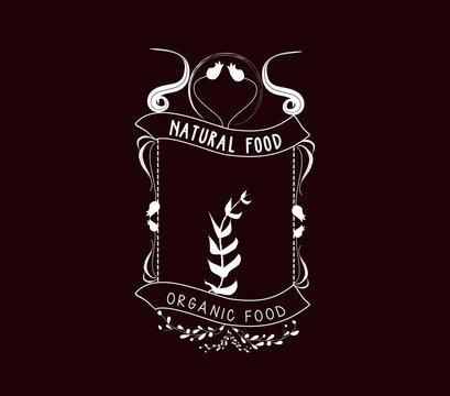 organic food Vintage frames and Floral Ornaments