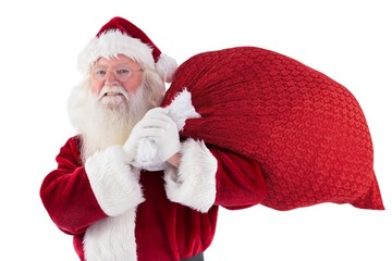 Poster - Santa carries his red bag and smiles