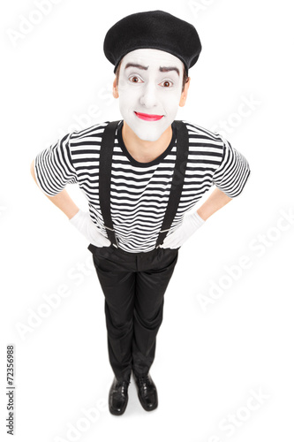 Fotografie, Obraz Vertical shot of a joyful mime artist