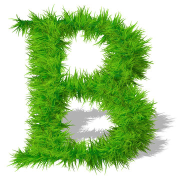 Conceptual green grass 3D font isoalted