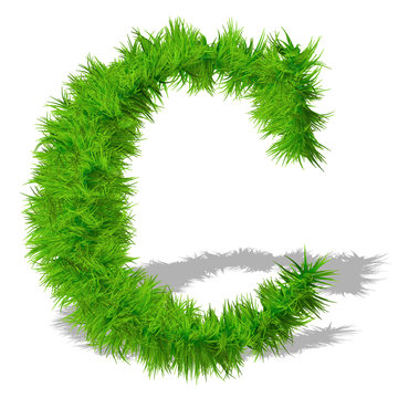 Conceptual green grass 3D font isoalted