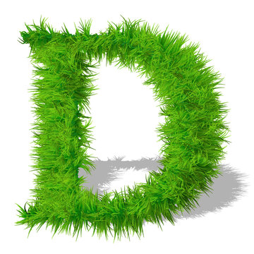 Conceptual green grass 3D font isoalted