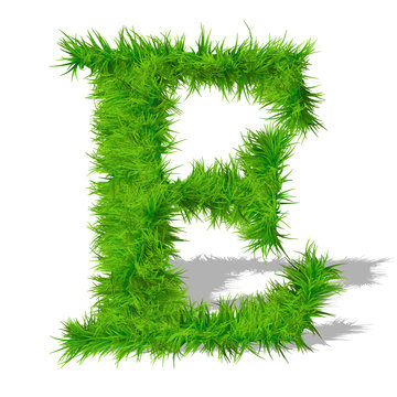 Conceptual green grass 3D font isoalted