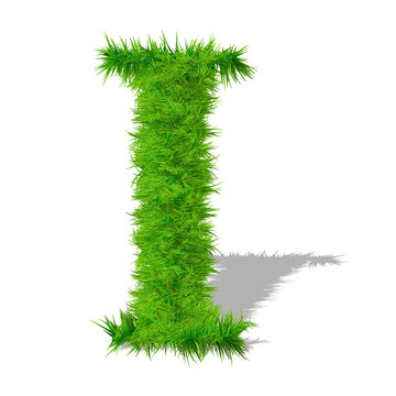 Conceptual green grass 3D font isoalted