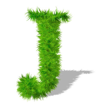 Conceptual green grass 3D font isoalted