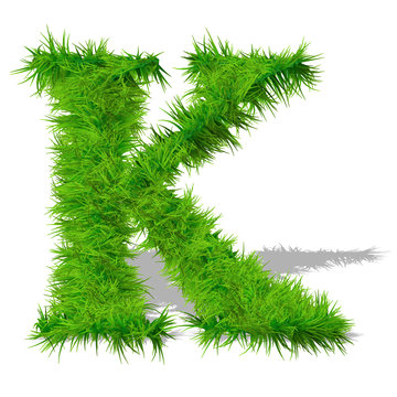 Conceptual green grass 3D font isoalted