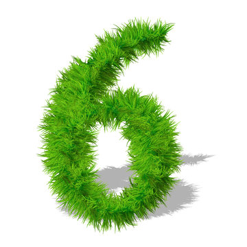 Conceptual green grass 3D font isoalted