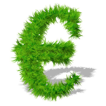 Conceptual green grass 3D font isoalted