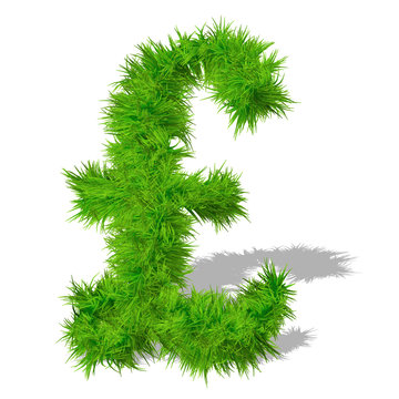Conceptual green grass 3D font isoalted