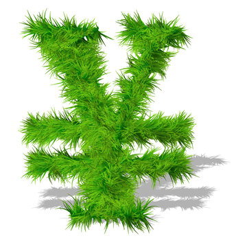 Conceptual green grass 3D font isoalted