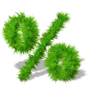 Conceptual green grass 3D font isoalted