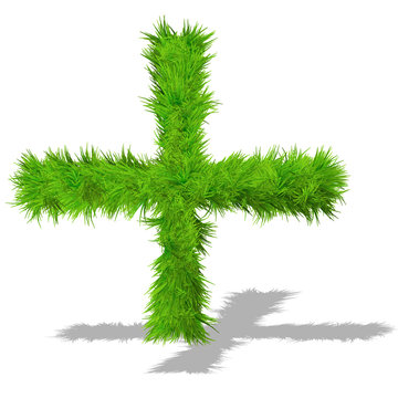 Conceptual green grass 3D font isoalted
