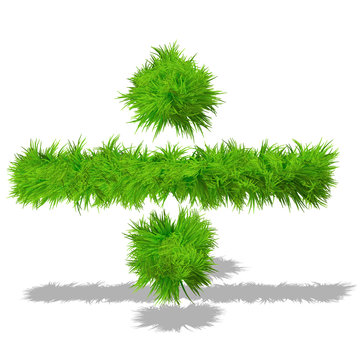 Conceptual green grass 3D font isoalted