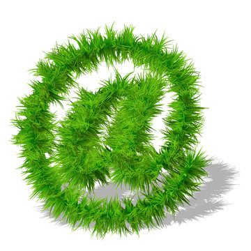 Conceptual green grass 3D font isoalted