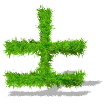 Conceptual green grass 3D font isoalted