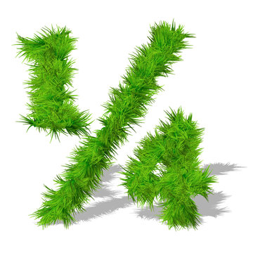 Conceptual green grass 3D font isoalted