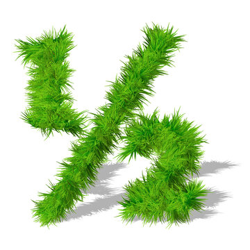 Conceptual green grass 3D font isoalted