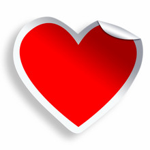 Red Blank Heart Sticker  Isolated On White