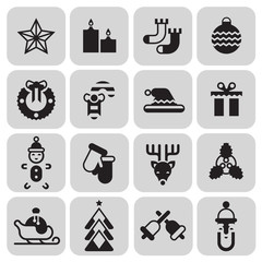 Poster - Christmas icons set black