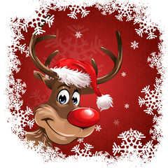 rudolph red christmas background snowflakes