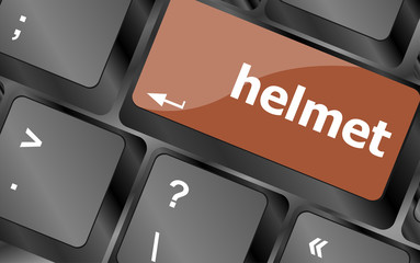 Poster - helmet word on computer pc keyboard key