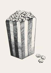 Wall Mural - sketch illustration of popcorn
