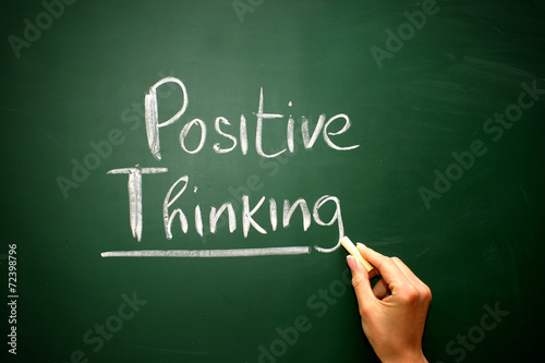 Fotografie, Obraz Word positive thinking drawn on a chalkboard,business concept