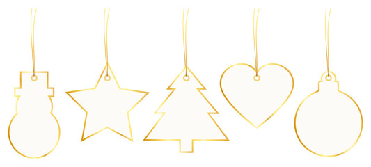 Sticker - Set 5 Christmas Hangtags Paper Goldframe