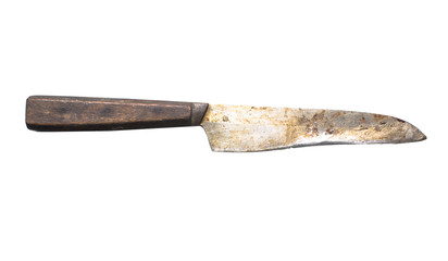 old chef kitchen knife isolated on white background
