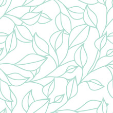 Floral Seamless Pattern With Green Leaf. Vector Background