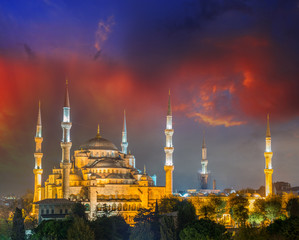 Poster - Sunset colors of Blue Mosque, Istanbul