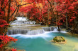 © kwanchaift - Beautiful deep forest Waterfall ,Huay Mae Khamin, Kanchanaburi ,