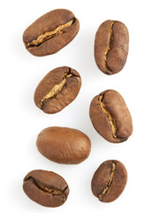 Wall Mural - coffee beans on white