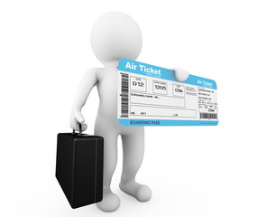 Aufkleber - 3d businessman hold Airline boarding pass ticket