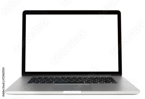 Fotografía Modern laptop isolated on white background. Front view