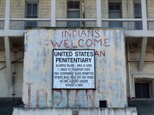The Old Sign On Alcatraz Penitentiary Building