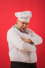 Wall Mural - Portrait of caucasian man with chef uniform