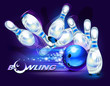 Bowling game over blue
